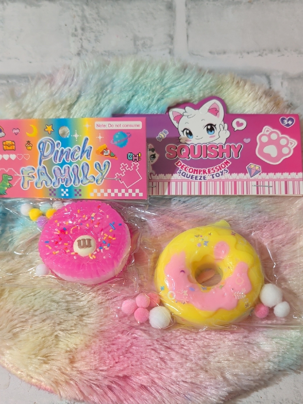 Squishy Donut Sensory Toy - Pink & Yellow Bundle of 2